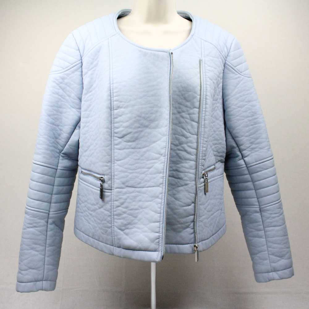 SOLD Vince Camuto Icy Blue Moto Jacket Size Large